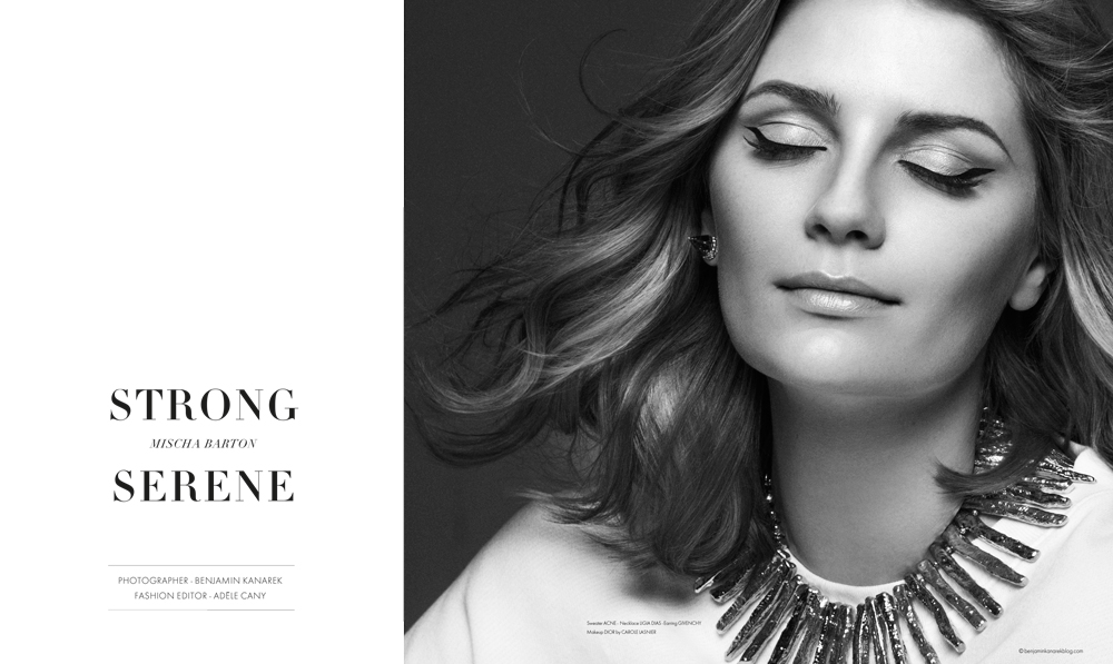Mischa Barton wearing a sweater by ACNE , necklace by LIGIA DIAS, earring by GIVENCHY © Benjamin Kanarek